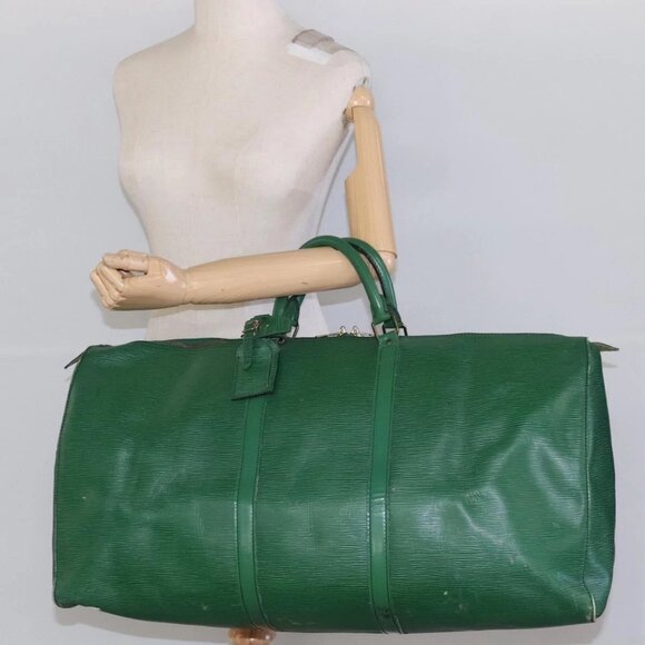 LOUIS VUITTON Epi Keepall 60 Boston Bag Green - Picture 1 of 16